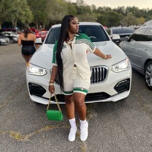 Casablanca White and green crochet shirt.